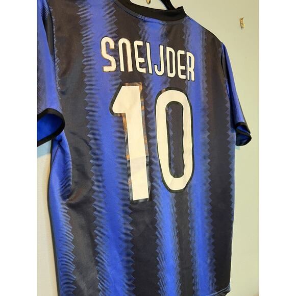 Mens Blue and Black Inter Milan‎ Football Soccer Shirt. No. 10 Sneijder Small - Picture 7 of 10